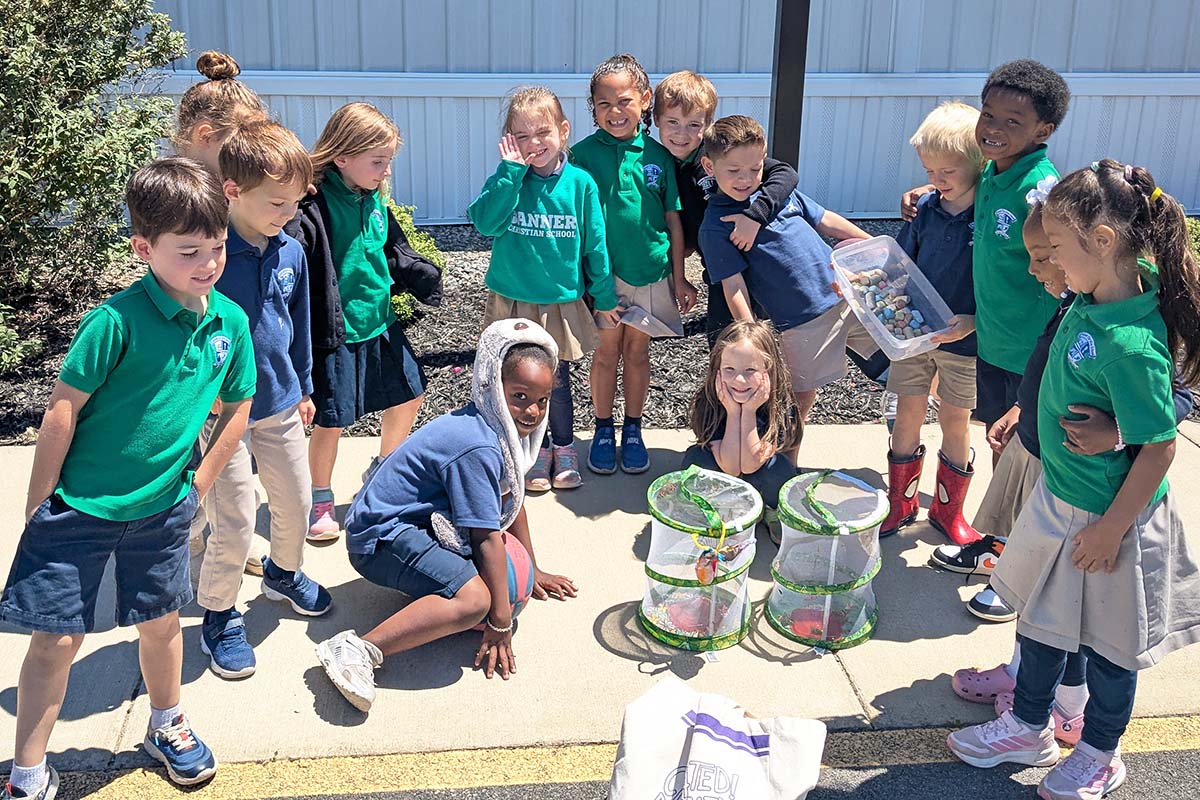 Banner Christian kindergarteners released painted lady butterflies that were raised from small caterpillars.
