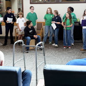 Banner Christian seventh graders volunteering at Sitter & Barfoot Veterans Care Center.