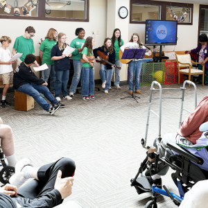 Banner Christian seventh graders volunteering at Sitter & Barfoot Veterans Care Center.