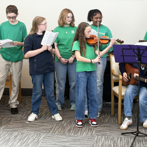 Banner Christian seventh graders volunteering at Sitter & Barfoot Veterans Care Center.