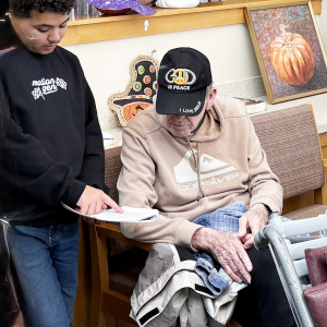 Banner Christian seventh graders volunteering at Sitter & Barfoot Veterans Care Center.